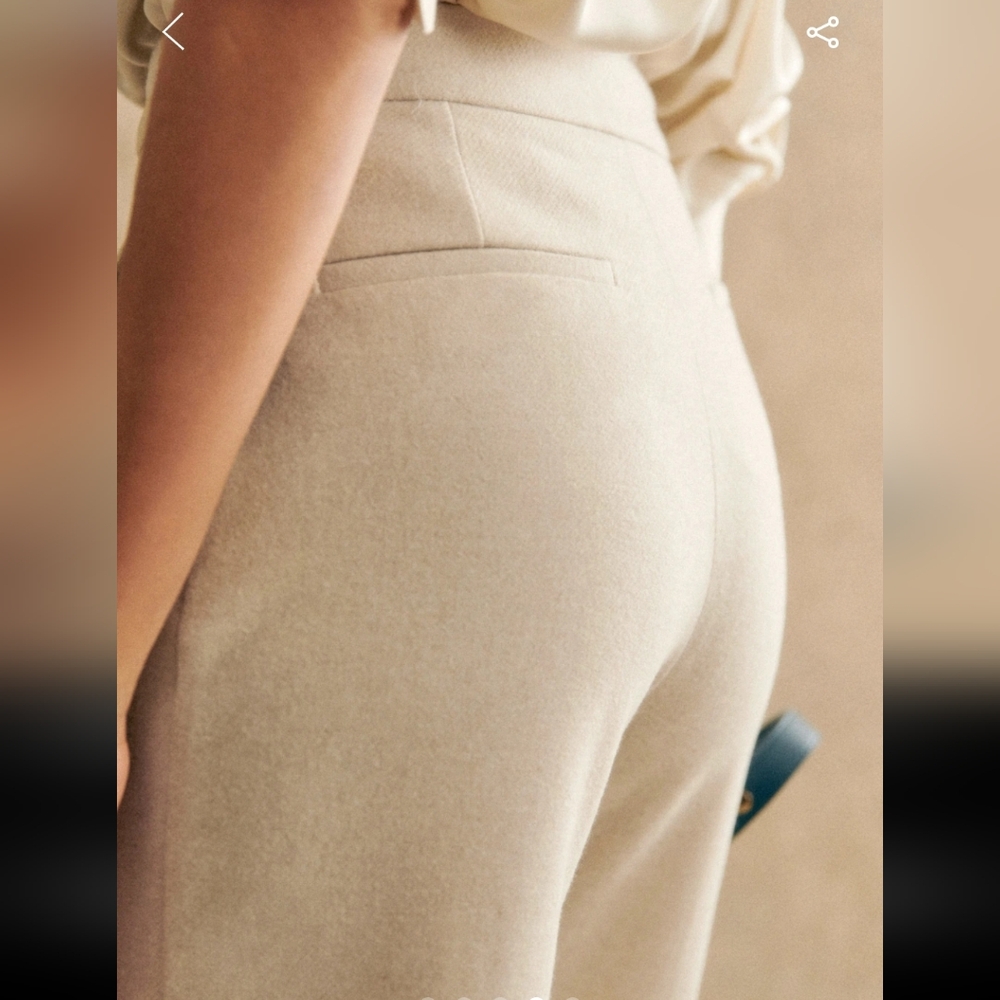 Sezane Martin Wool Ecru High Waisted Trousers - Picture 4 of 6